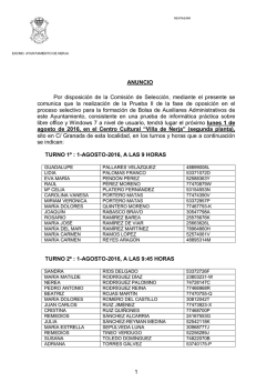 Anuncio convocatoria Prueba II fase oposici&oacute;n proceso selectivo