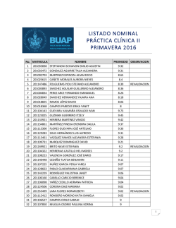 LISTADO NOMINAL PR&Aacute;CTICA CL&Iacute;NICA II PRIMAVERA 2016
