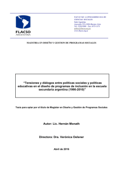 Tensiones y di&aacute;logos entre pol&iacute;ticas sociales y pol&iacute;ticas edu