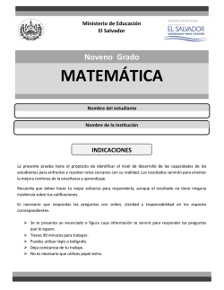 Prueba Matem&aacute;tica Noveno Grado