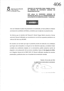 Listado provisional de candidatos admitidos y no admitidos