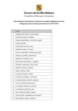 Llista definitiva dels alumnes d`educaci&oacute; secund&agrave;ria