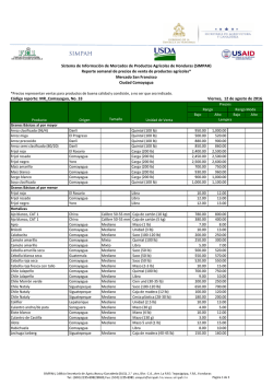 Reporte semanal de precios de venta de producto