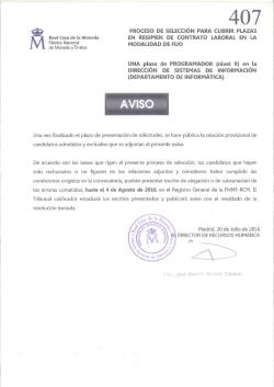 Listado provisional de candidatos admitidos