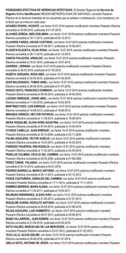 Posesiones Efectivas de Herencias Intestadas Extracto N&deg;81-2016