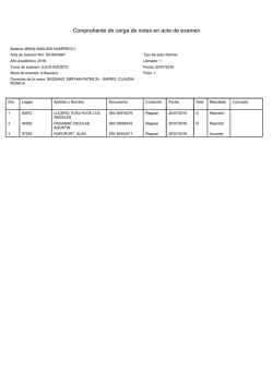 Comprobante de carga de notas en acta de examen