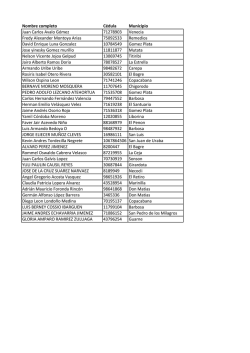 Nombre completo C&eacute;dula Municipio Juan Carlos Avalo G&oacute;mez