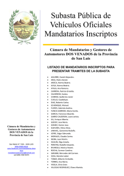 Subasta P&uacute;blica de Veh&iacute;culos Oficiales Mandatarios Inscriptos