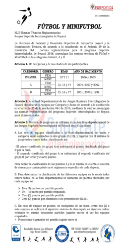 reglamento futbol y mini futbol 2016