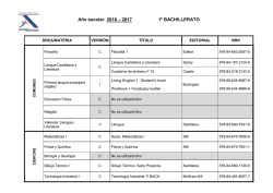 A&ntilde;o escolar: 2016 &ndash; 2017 1&ordm; BACHILLERATO