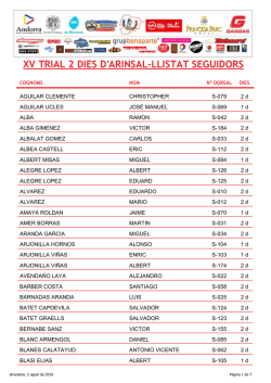 xv trial 2 dies d`arinsal-llistat seguidors