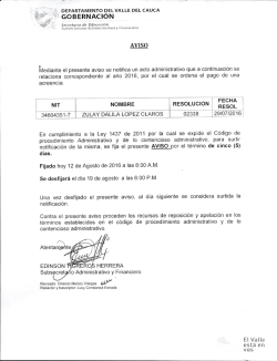 Notificaci&oacute;n por Aviso Resoluci&oacute;n 2338 de 2016