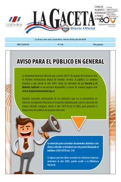 LA GACETA N&deg; 146 de la fecha 29 07 2016