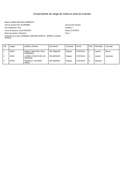 Comprobante de carga de notas en acta de examen