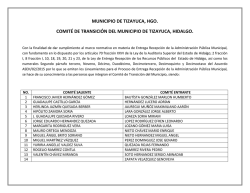 MUNICIPIO DE TIZAYUCA, HGO. COMIT&Eacute; DE TRANSICI&Oacute;N DEL