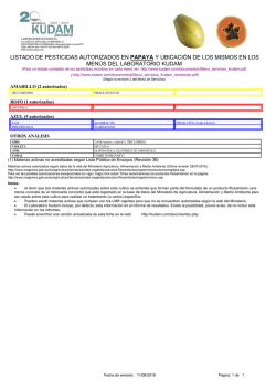 listado de pesticidas autorizados en papaya y ubicaci&oacute;n de