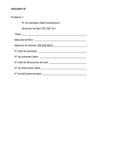 Actividad 18. Problema 1 N&deg; de subredes &uacute;tiles necesarias 8