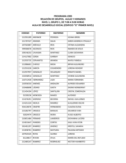 programa jobs relaci&oacute;n de grupos, aulas y horarios nivel 1, grupo 1