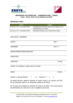 FECHA CURSO Curso I: 10 &ndash; 12 Octubre 2016 Estabilidad de