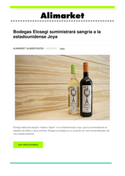Bodegas Elosegi suministrar&aacute; sangr&iacute;a a la estadounidense Joya