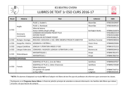 LLIBRES DE TEXT 1r ESO CURS 2016-17