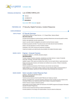 Luis G&Oacute;MEZ MIRALLES IT Security, Digital Forensics