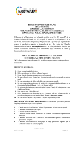 CONVOCATORIA PUBLICA No 01/2016 CHUQUISACA