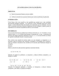 ECUACIONES LINEALES CON UNA INCOGNITA Archivo