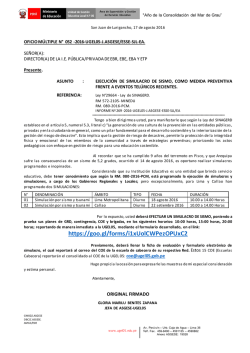 Oficio m&uacute;ltiple N&deg; 052 ejecuci&oacute;n de simulacro de sismo