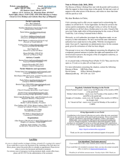 + + + Note to Priests (July 26th, 2016)