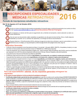 Especialidades M&eacute;dicas Retroactivos 2016