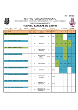 horario general de grupo - CECyT No. 4 "L&aacute;zaro C&aacute;rdenas"