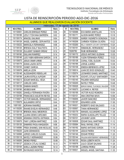 LISTA DE REINSCRIPCI&Oacute;N PERIODO AGO-DIC-2016