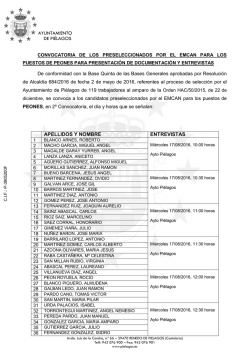 Convocatoria segunda de preseleccionados puestos de PE&Oacute;N