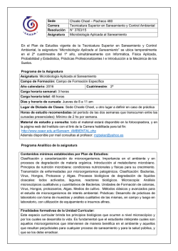 PROGRAMA Microbiologia aplicada al saneamiento