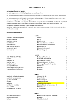 INFORMACI&Oacute;N IMPORTANTE: FECHA DE PUBLICACI&Oacute;N
