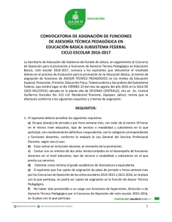 CONVOCATORIA DE ASIGNACION ATP FEDERAL 2016