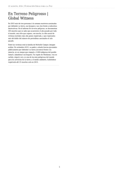 "En Terreno Peligroso". - Fundaci&oacute;n Ideas para la Paz