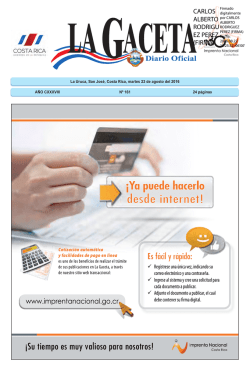 LA GACETA N&deg; 161 de la fecha 23 08 2016