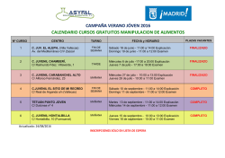 CAMPA&Ntilde;A VERANO J&Oacute;VEN 2016 CALENDARIO CURSOS
