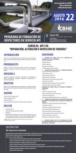 Curso C&oacute;digo API 570 - C&aacute;mara Boliviana de Hidrocarburos y Energ&iacute;a
