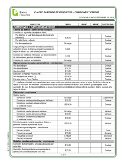 Cuadro Tarifario de Productos
