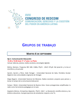 Cronograma Ejes de Ponencias RedCom 2016