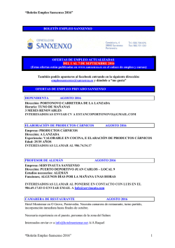 Bolet&iacute;n de ofertas de empleo privado de Sanxenxo (31/08/2016)