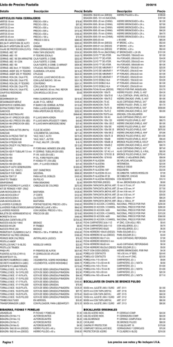 Lista de Precios Pautalia