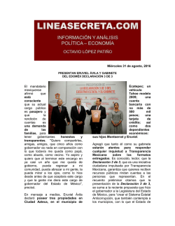Mi&eacute;rcoles 31 de agosto, 2016 El mandatario