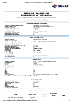 FICHA RUC : 20601101891 MACHUPICCHU VOYAGES E.I.R.L.