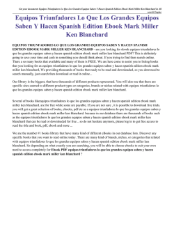 Equipos Triunfadores Lo Que Los Grandes Equipos Saben Y Hacen