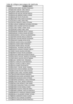 Lista de c&oacute;digos para pagos de matr&iacute;cula