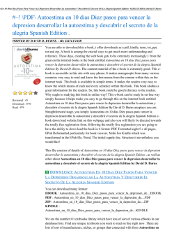 Autoestima En 10 Dias Diez Pasos Para Vencer La Depresion